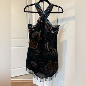 ZARA velvet floral mini dress
